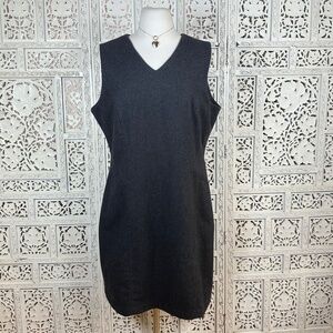 GAP Recycled Wool Blend Dark Gray‎ V Neck Sleeveless Knee Length Dress Sz Large
